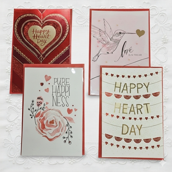 Valentine's Day for Anyone 4 Pack Hallmark Carxs Pink Friends Family Kids Heart - Picture 1 of 9